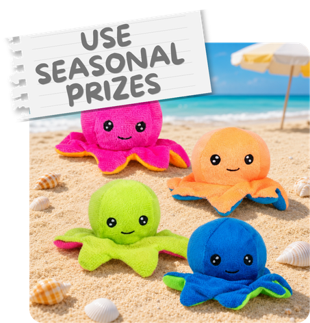 Seasonal claw machine prizes